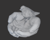 H1783 handen met vogel 17 cm