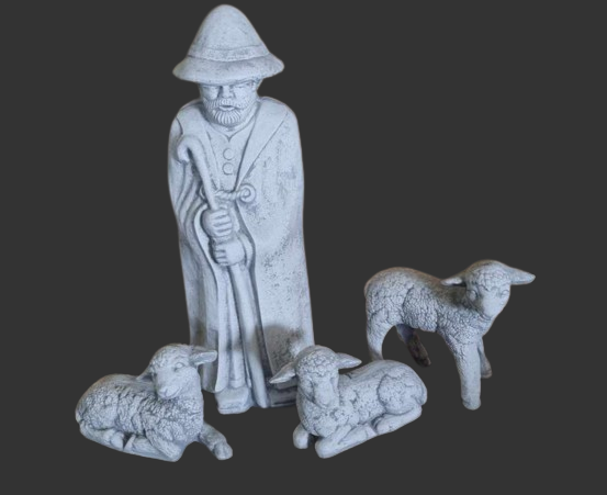 J2106 herder staand 67 cm met 3 lammetjes