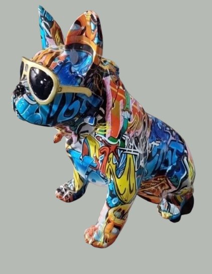 3518 franse bulldog zit graffiti 34 cm.