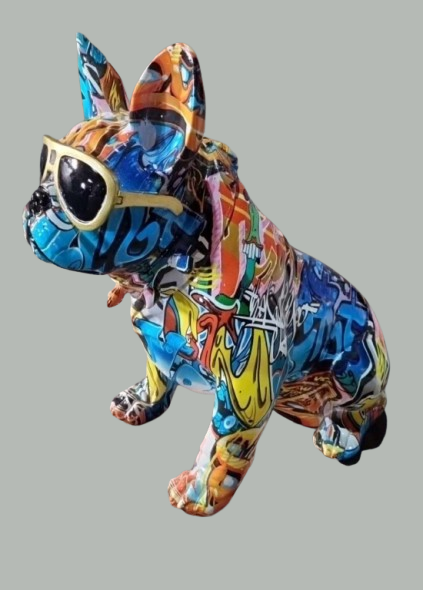 3518 franse bulldog zit graffiti 34 cm.